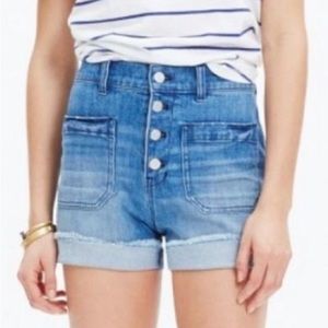Madewell Denim Cutoff Button Front Shorts 25